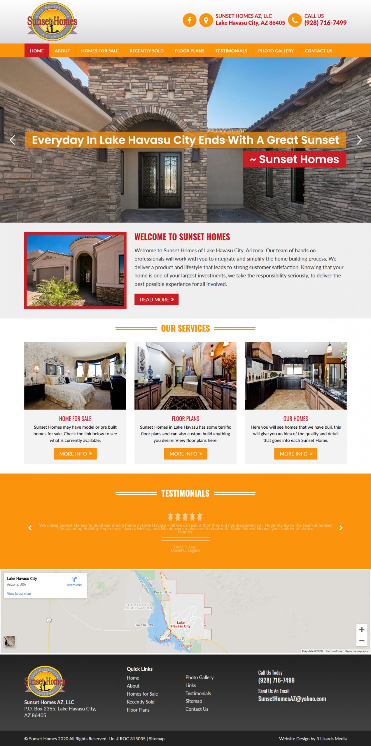 Sunset Homes Website Design