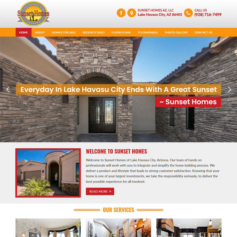 Sunset Homes Website Design