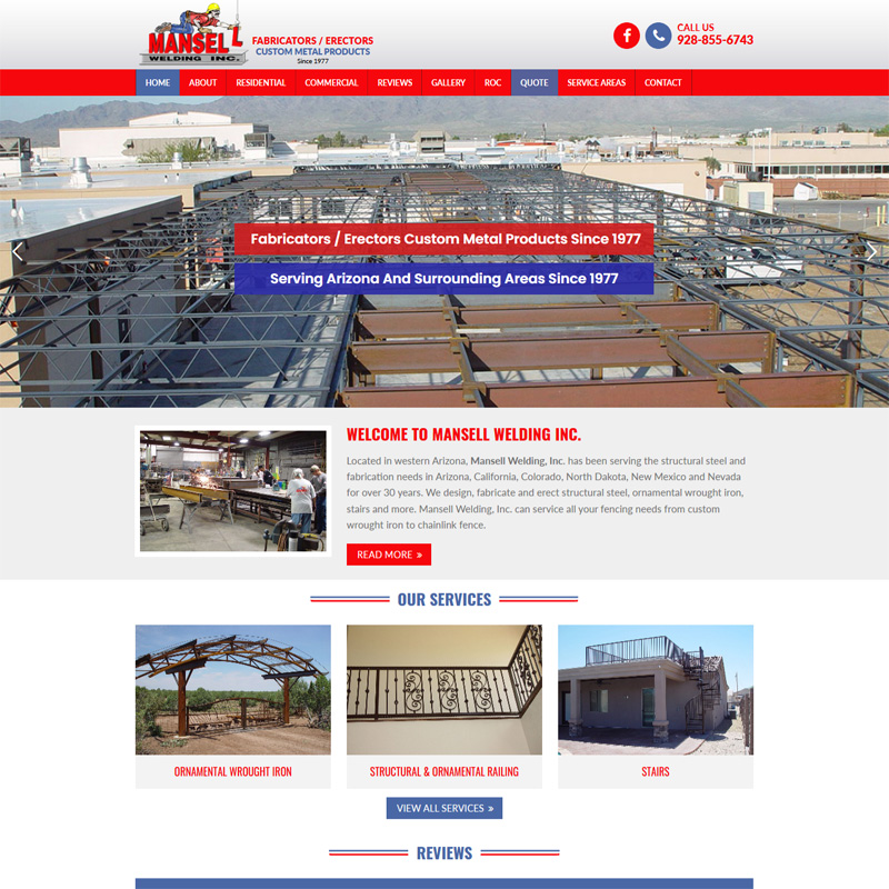 Mansell Welding Website Design