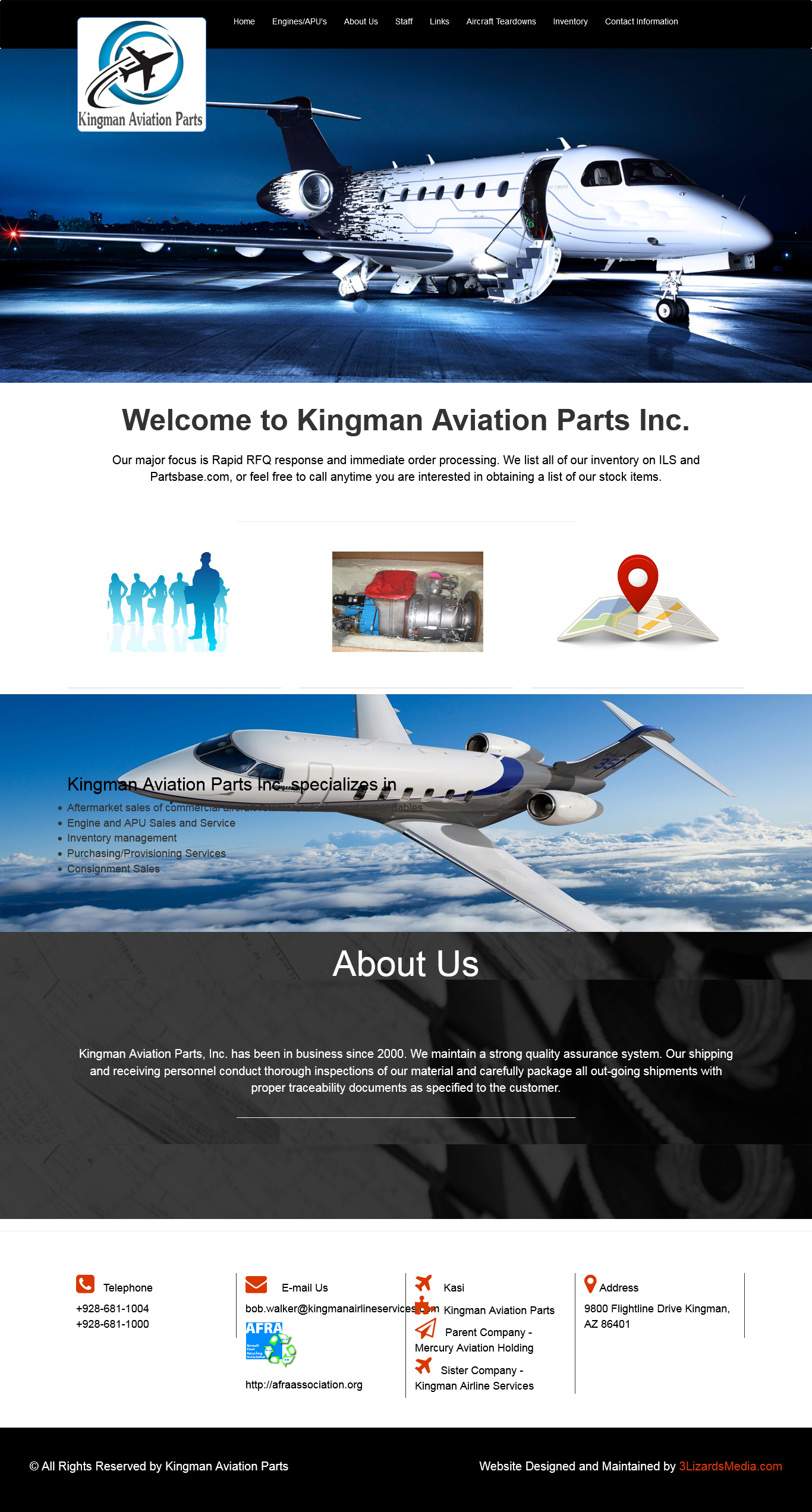Kingman Aviation Parts Website Design