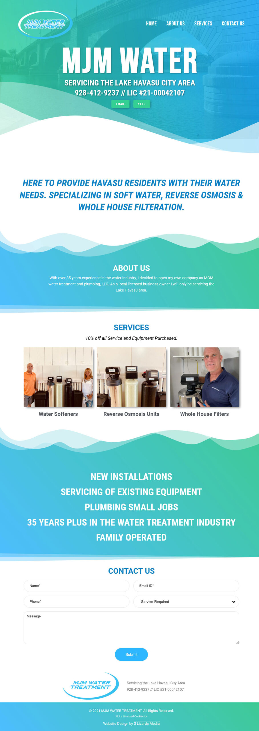 MJM Water Treatment Website Design