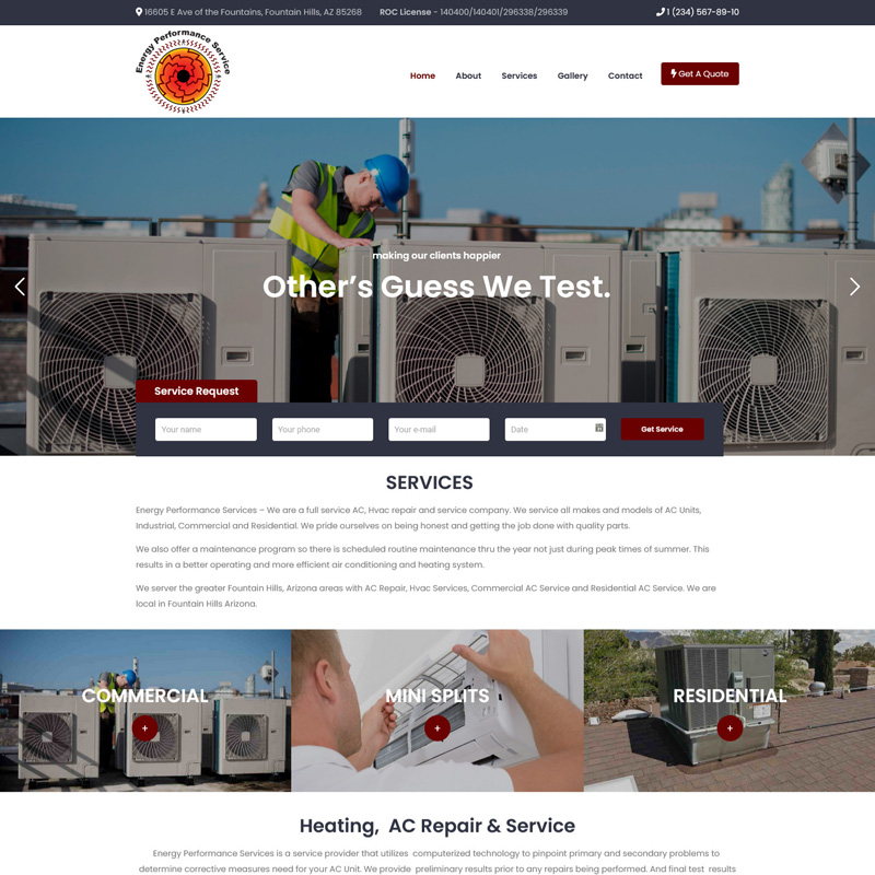 Energy Performance Services Website Design